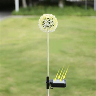 Solcellelampe med mælkebøtter på spyd - enkelt hoved